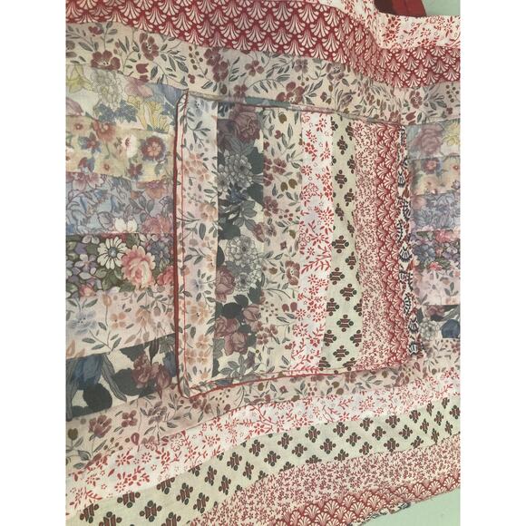 Handmade Vintage Quilted Patchwork Tote Bag Pink & Red Reversible Cottagecore - Picture 4 of 5